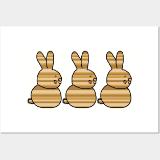 Three Easter Bunny Rabbits Earth Stripes Posters and Art